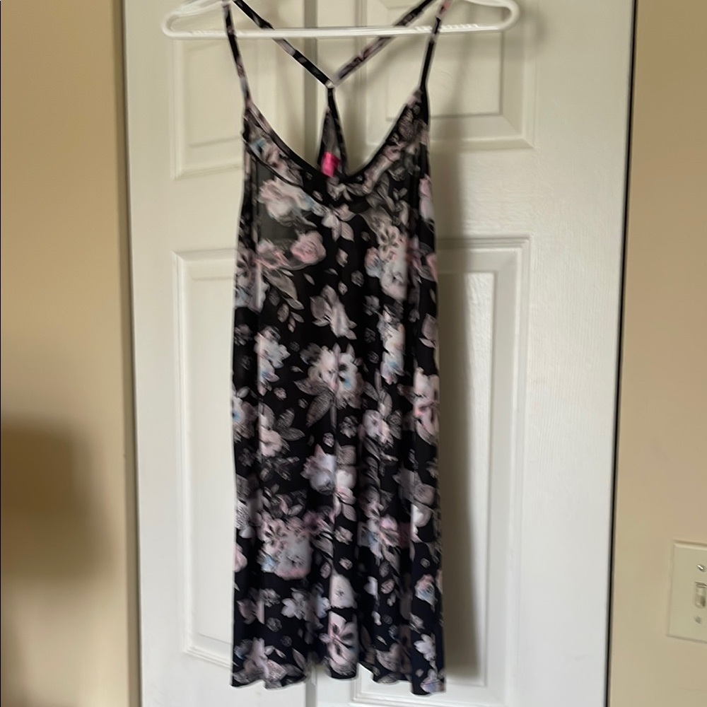 Betsey Johnson Black and Pink Floral Chemise